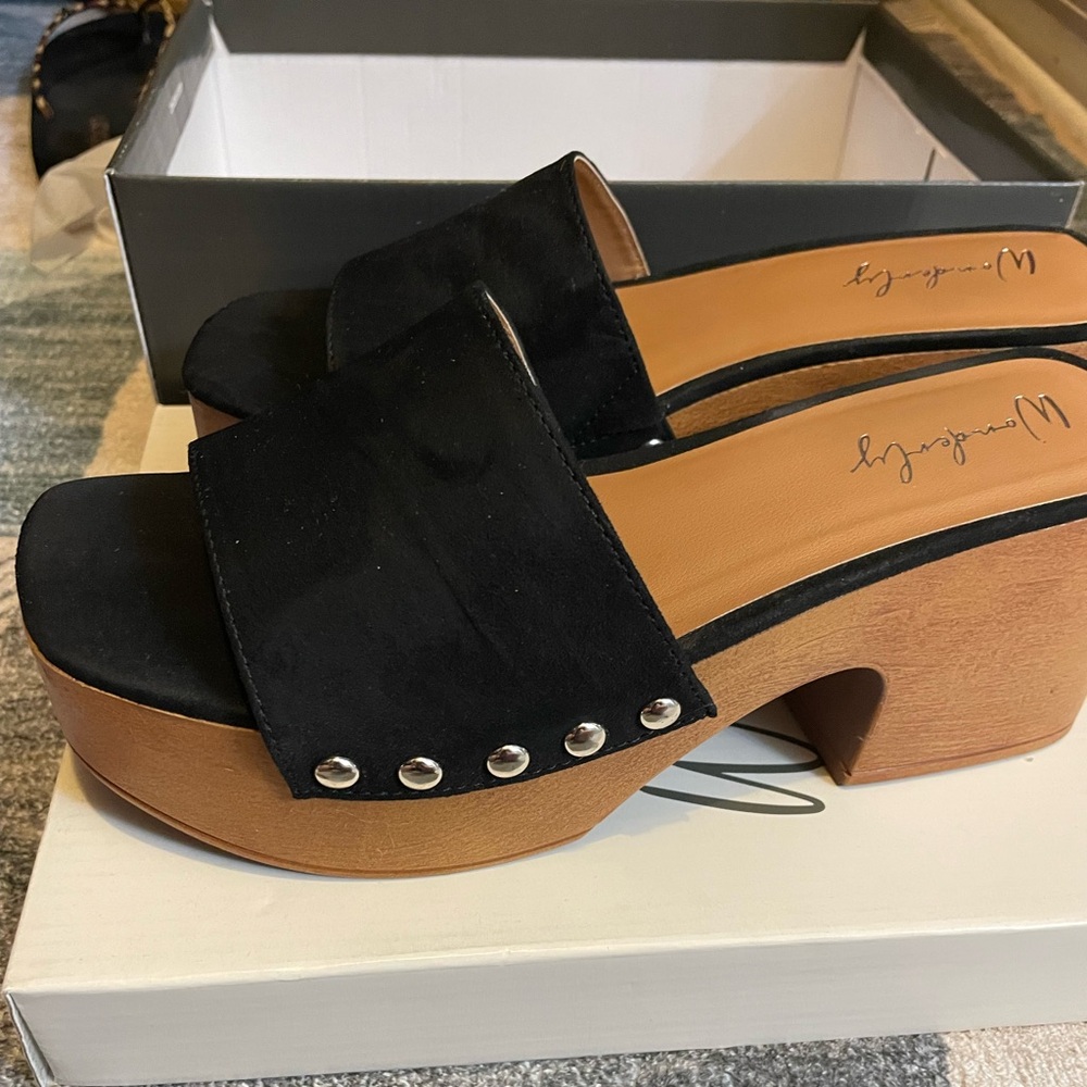 Belk Black Suede Mules with Studded Detail